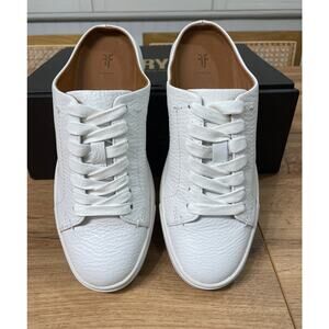 Frye Ivy Low Lace Mule Sneaker White Luxe Leather Size 5.5 NIB Arch Support